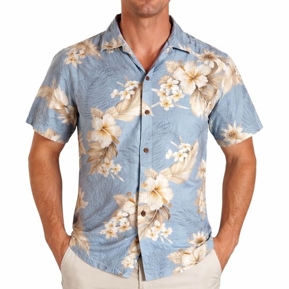 Pacific Legend Hawaiian Aloha Shirt Medium Floral Hibiscus‎ Plumeria Flowers